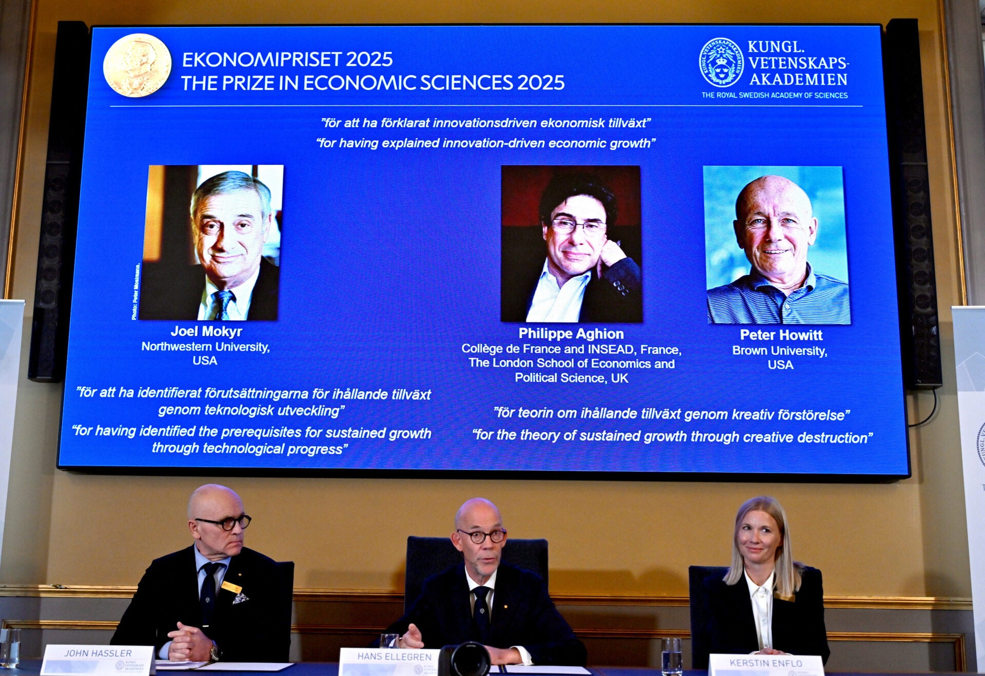 Momento del anuncio del Nobel de Economía