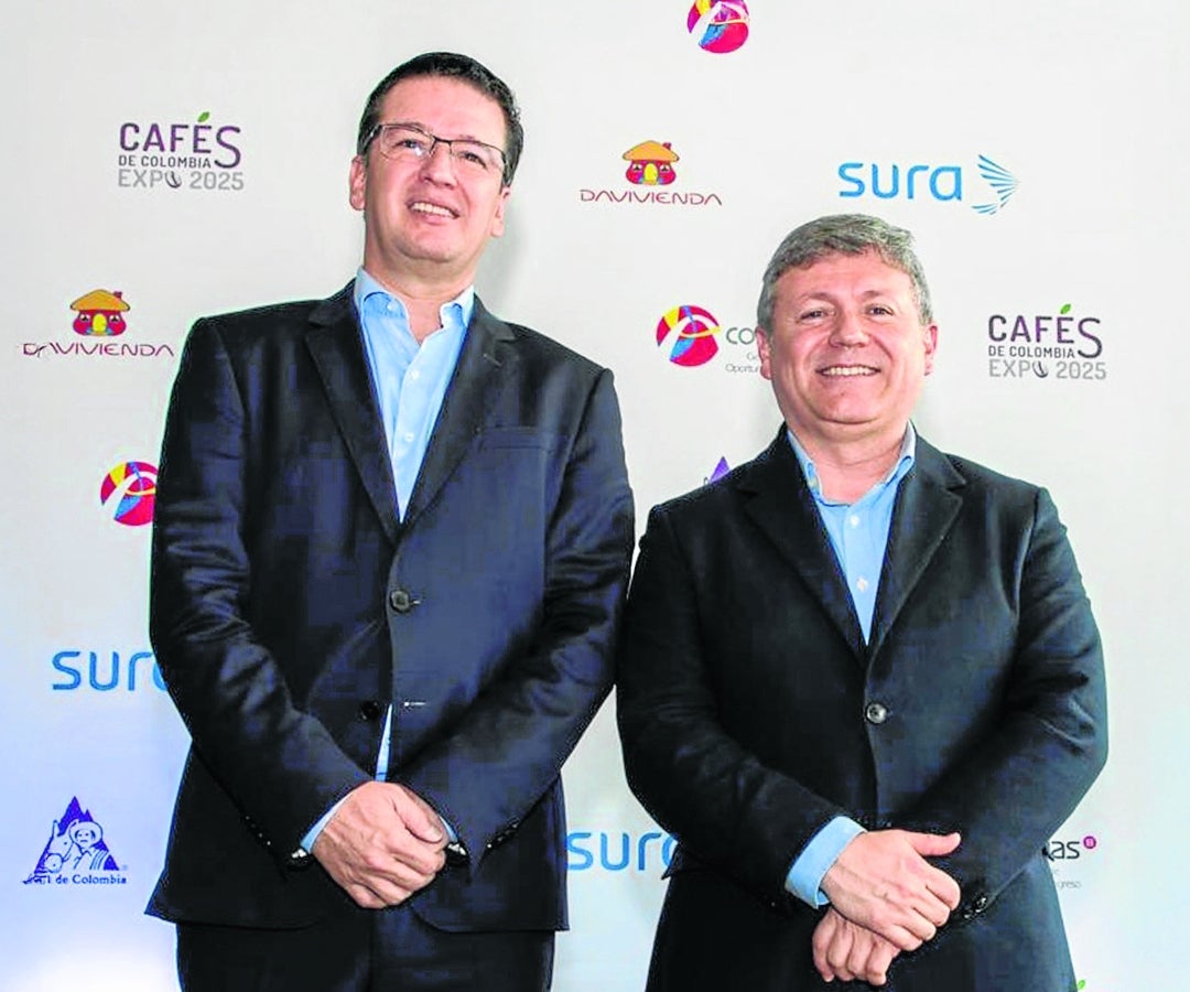 Germán Bahamón, presidente de la Federación Nacional de Cafeteros de Colombia; y Mario Cajiao, vicepresidente de Planeación y Asuntos Corporativos de Corferias.