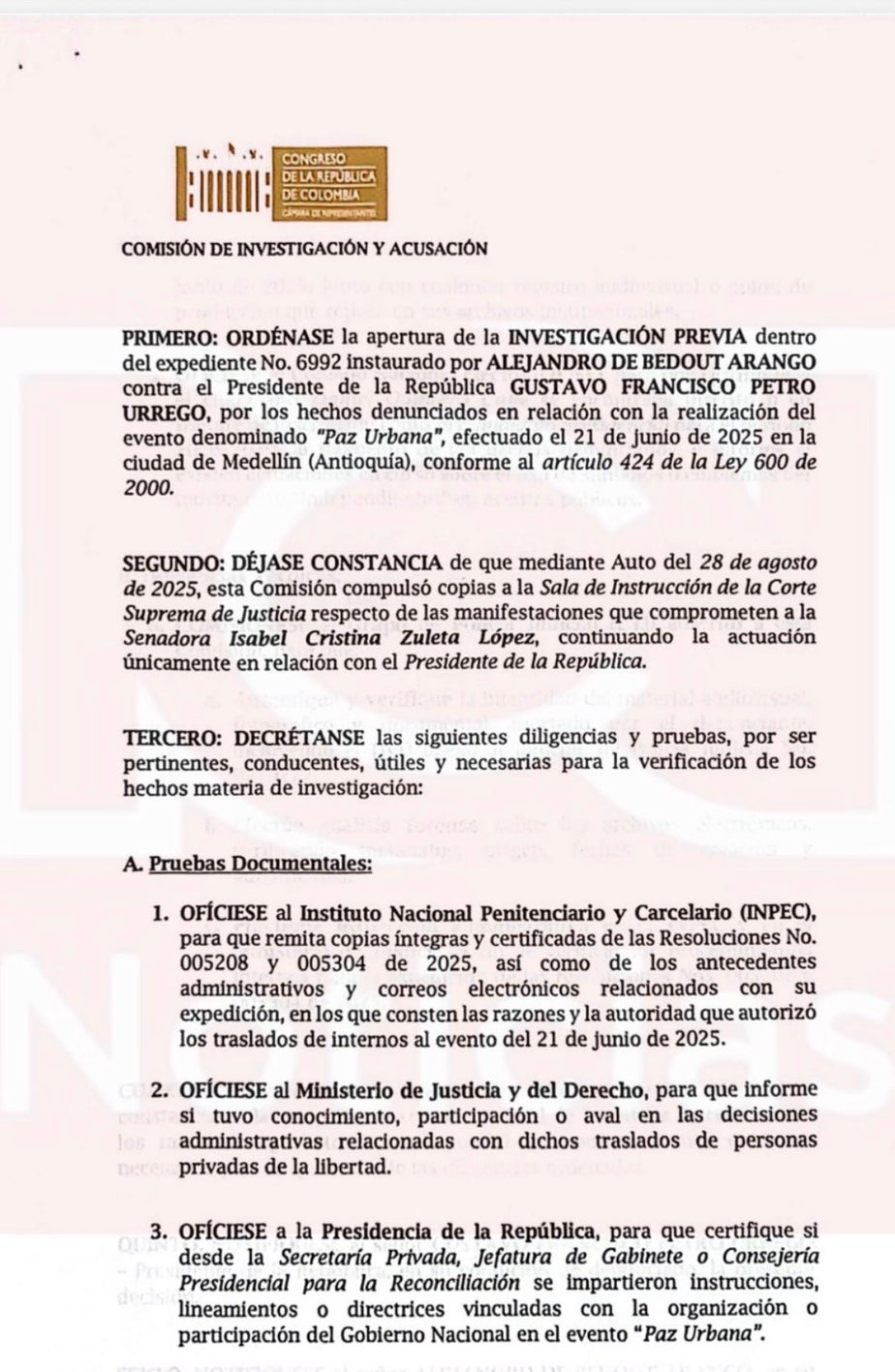 Comisión de Acusación abrió investigación previa a Petro por el 'Tarimazo' en Medellín