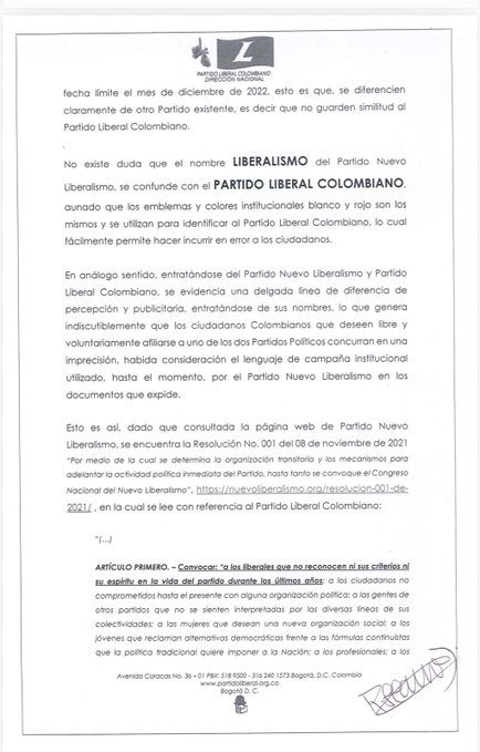 Tutela del Partido Liberal acusó al CNE de incumplir fallo de distinguir al Nuevo Liberalismo
