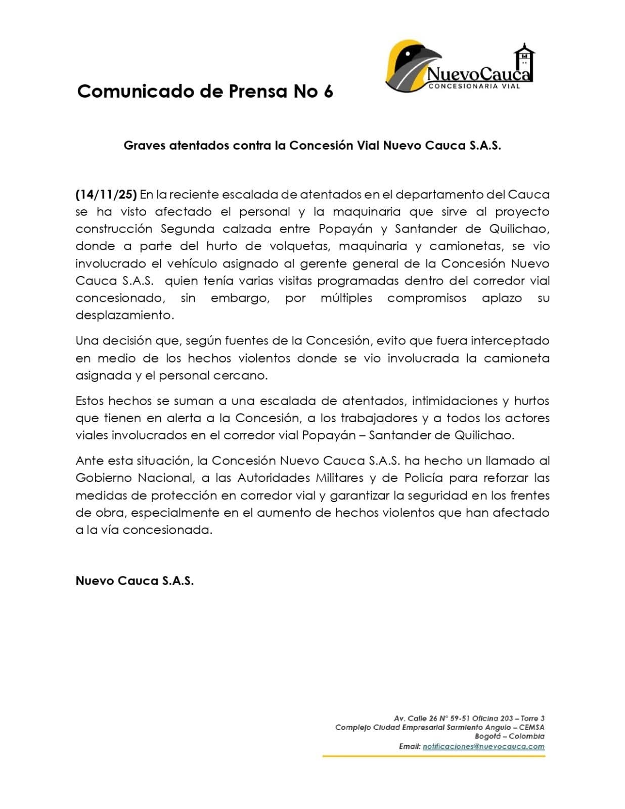 La escalada de Violencia en el Cauca frena la doble calzada en la vía Panamericana