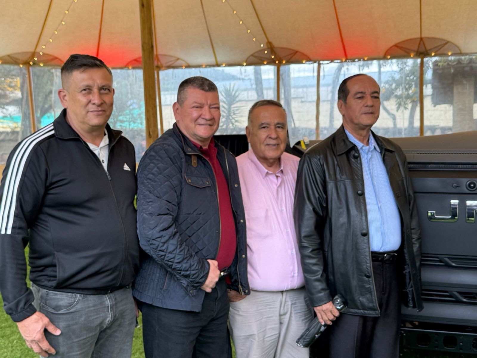 Elmer Aguirre, directivo de Cootranslaboyana; David Bonilla, directivo de Coomotor; Argemiro Torres, directivo de Coomotor; y Luis Ignacio Manchola, directivo Coomotor.