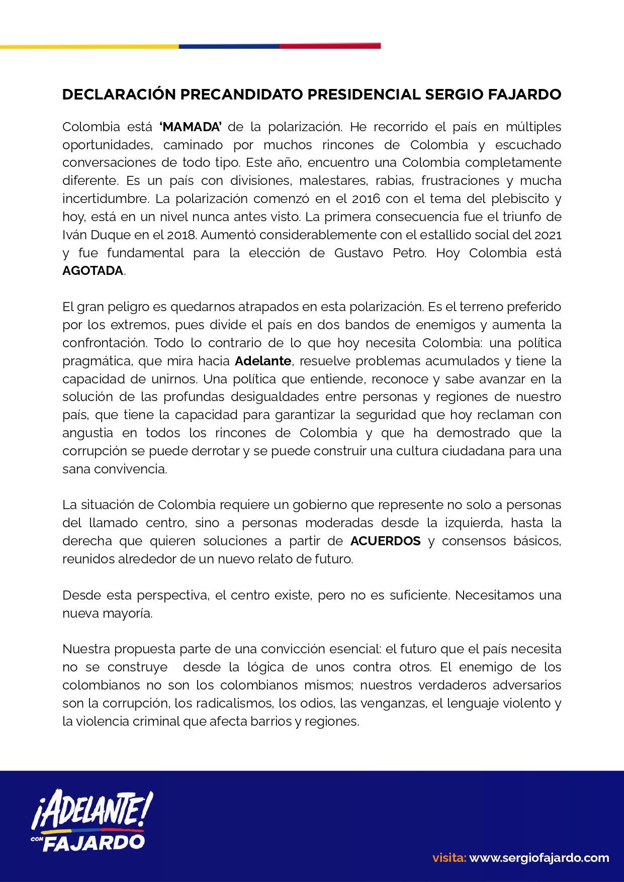 Sergio Fajardo cerró la puerta a ir a una consulta de cara a las elecciones presidenciales