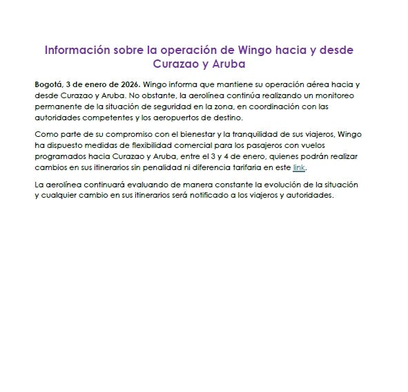 Comunicado de Wingo