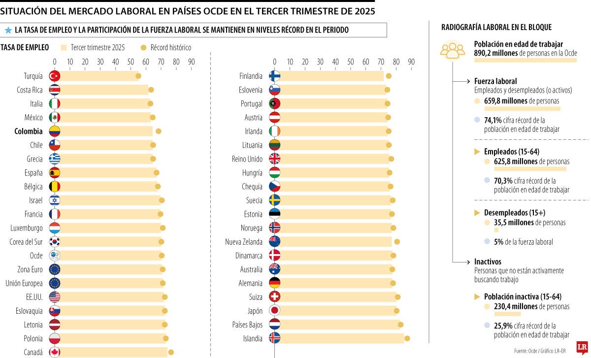 Ocde ve estabilidad laboral con 5% de desempleo