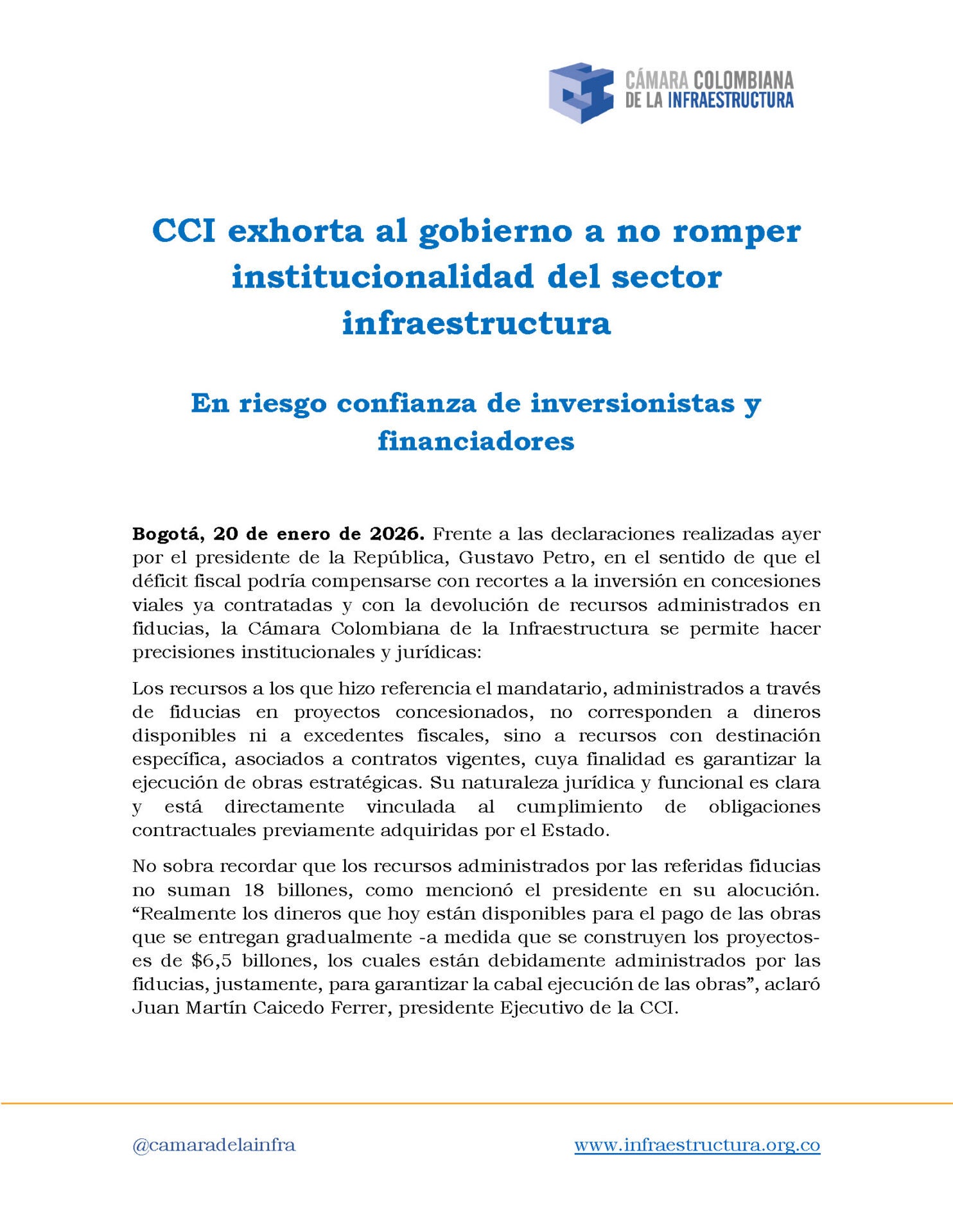 La carta de la CCI en respuesta a Petro