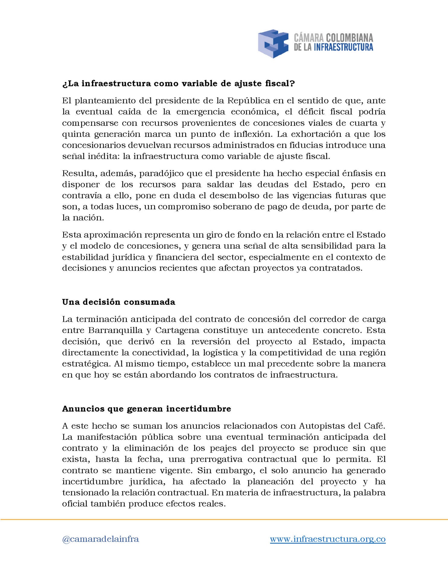 La carta de la CCI a declaraciones de Petro
