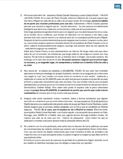 Declaraciones de Lester Toledo