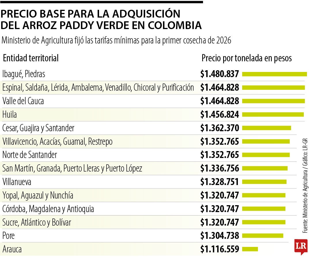 Ministerio de Agricultura fijó los precios base del arroz paddy verde para la primer cosecha de 2026