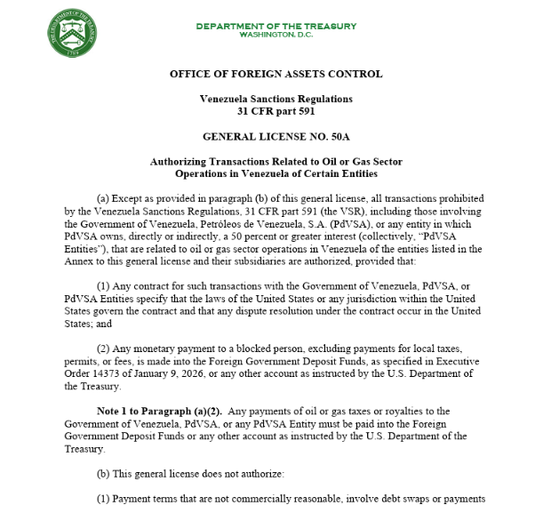 Licencia 50A para Pdvsa para la comercilalización de hidrocarburos