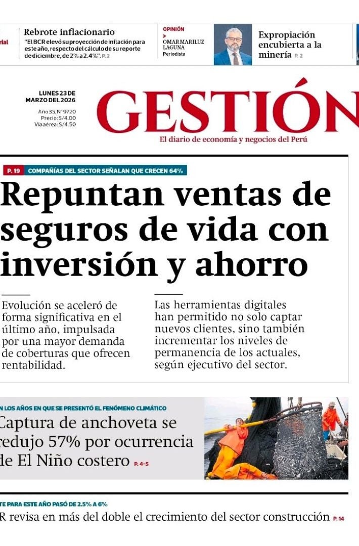 Portada Diario Gestión 23 de marzo de 2026