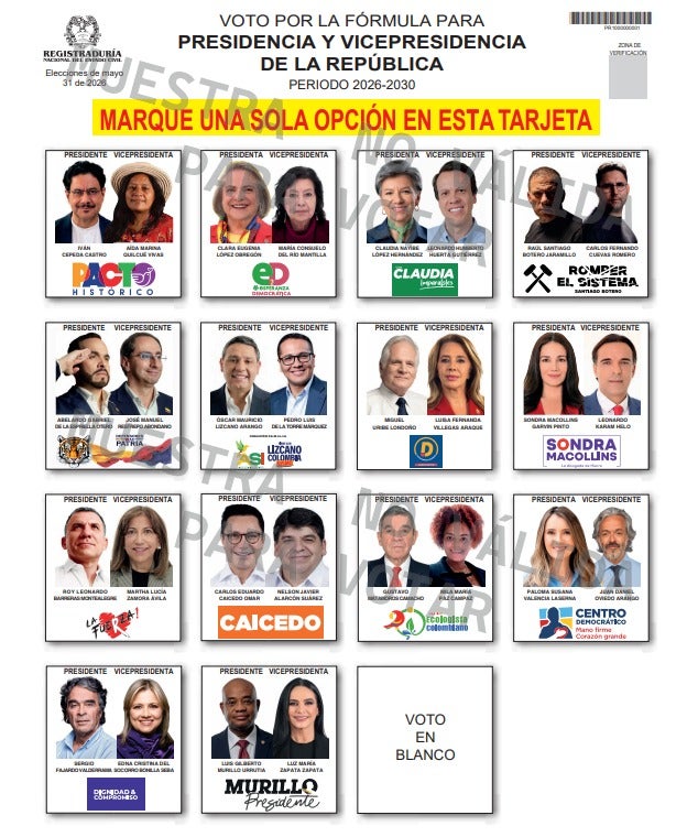 La Registraduría sorteó las posiciones en el tarjetón para las elecciones presidenciales