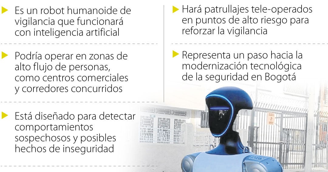 Así es Vicente, el nuevo robot humanoide que ayudará a mejorar la vigilancia de Bogotá