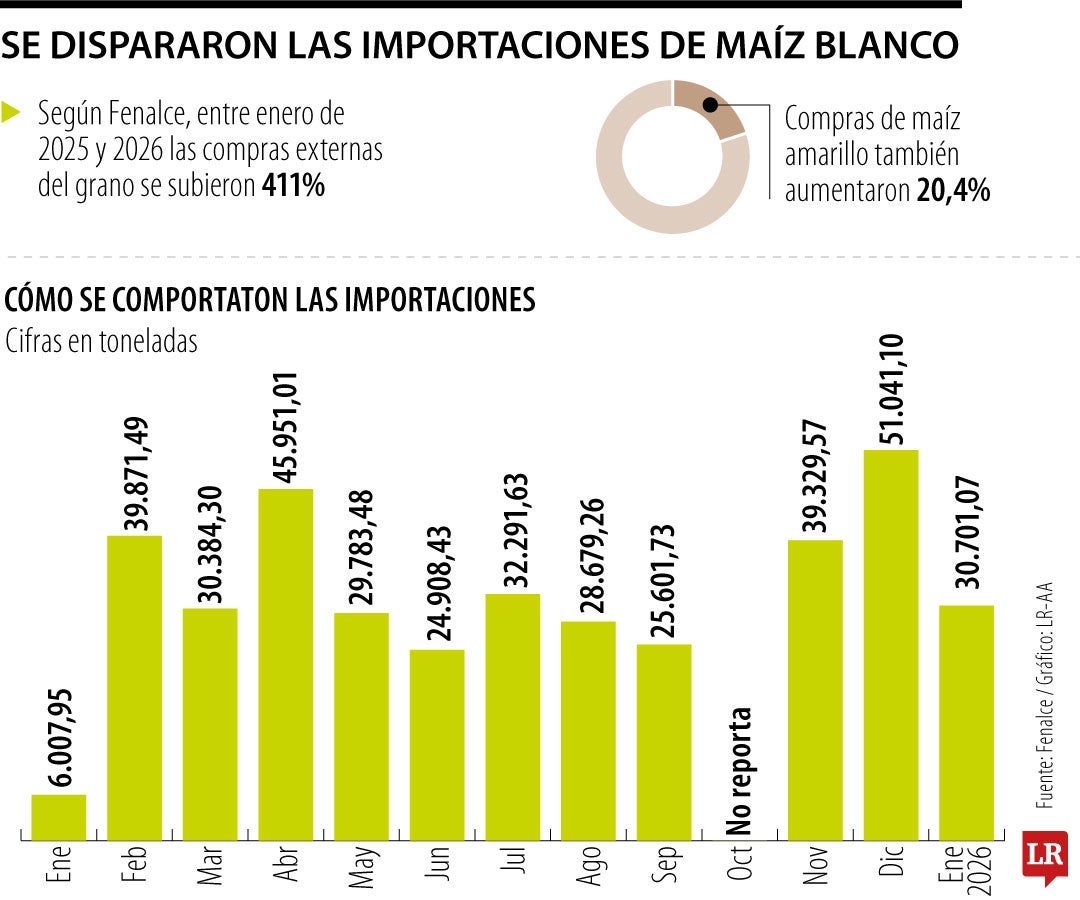 Importaciones de maíz blanco se dispararon en 2025