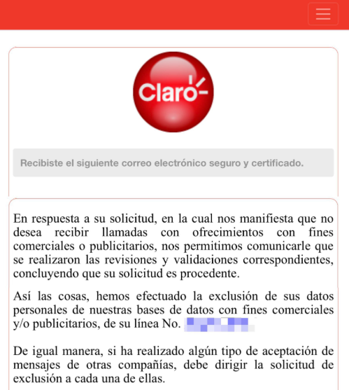 Comprobante de Claro