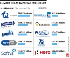 Mapa empresarial del Cauca.