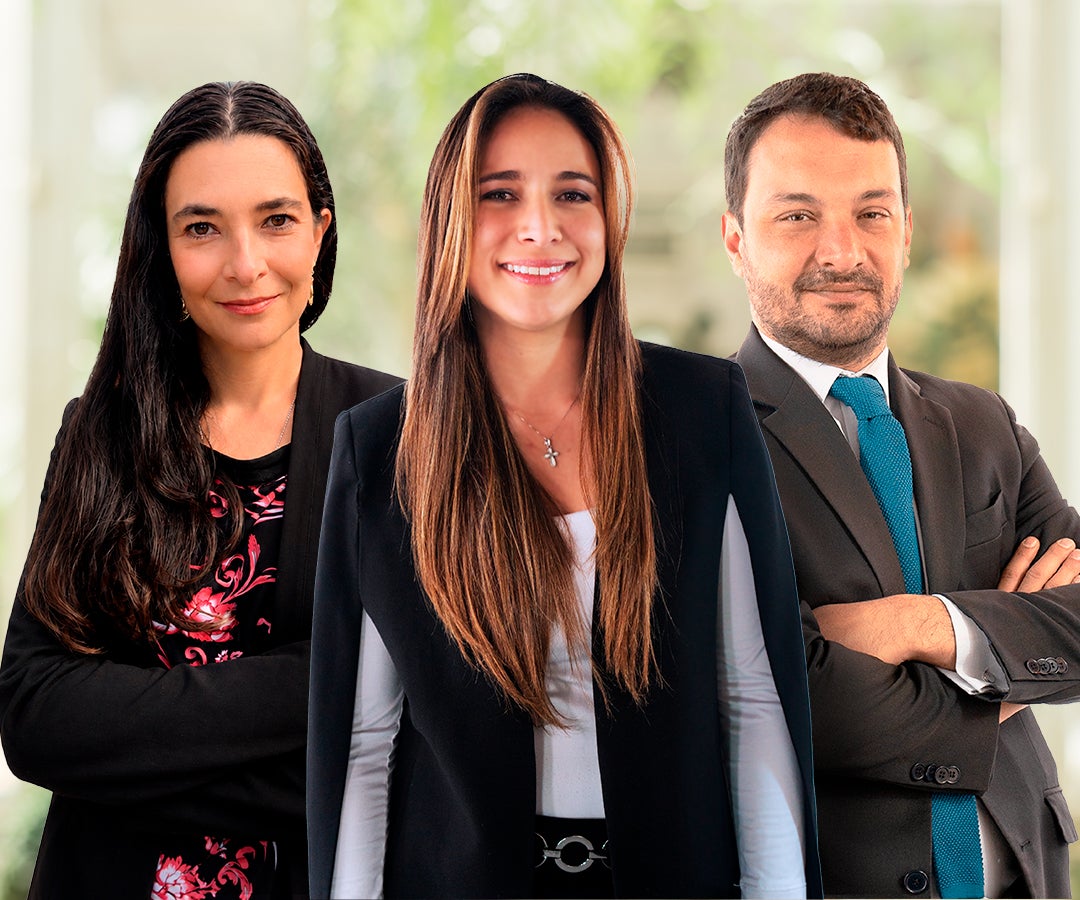 Tatiana Londoño, Nicole Ríos y Felipe Molano, socios de CMS Rodríguez-Azuero