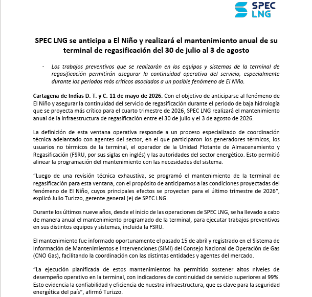 Mantenimiento de Spec fue programado para julio