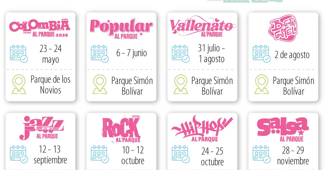 Esta será la agenda de los ocho Festivales al Parque en Bogotá