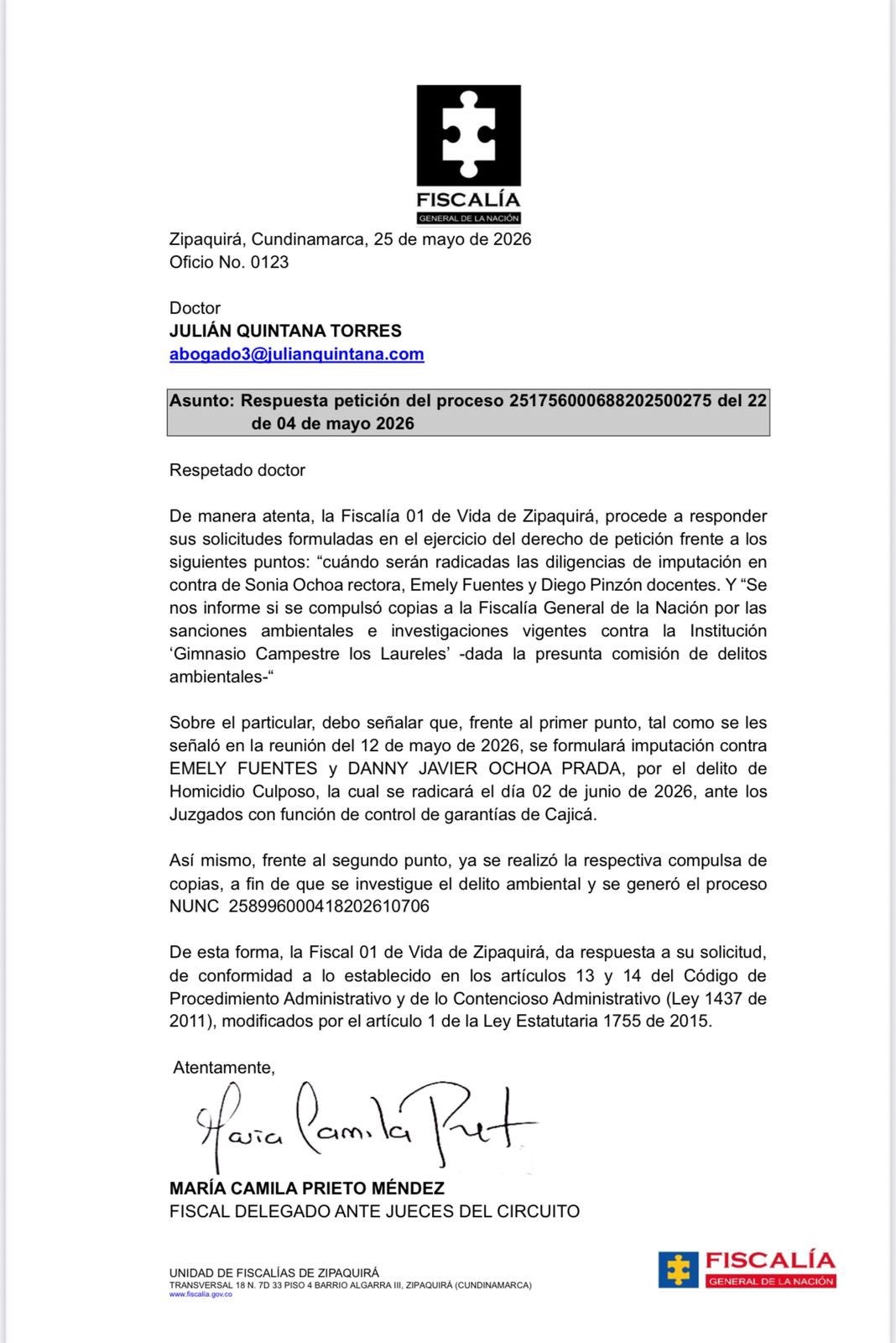Caso de Valeria Afanador