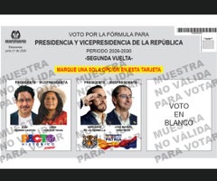 Tarjeta electoral segunda vuelta