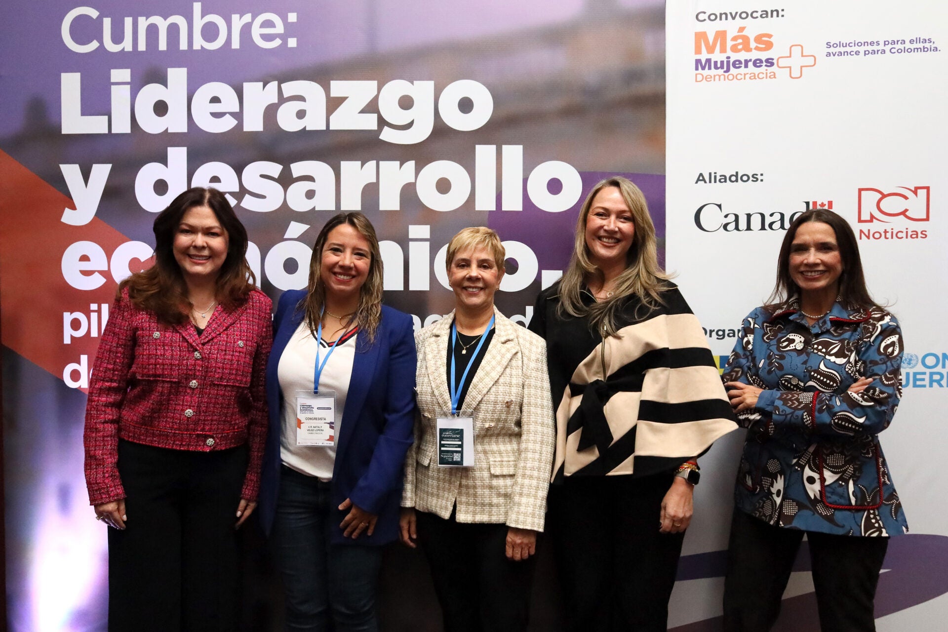Nidia Hernández Jiménez, Presidenta Ejecutiva, Federación Colombiana de Transportadores de Carga por Carretera; Nataly Vélez congresista de Cambio Radical; María Elena Ospina Torres, Presidenta, Asociación Colombiana de las Micro, Pequeñas y Medianas Empresas, Acopi; Paula Cortés Calle, Presidenta Ejecutiva, Asociación Colombiana de Agencias de Viaje y Turismo; María Consuelo Araujo Castro, Presidenta Ejecutiva, Cámara Colombiana de la Infraestructura