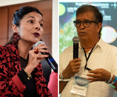 Ministra de Ambiente, Irene Vélez; y ministro entrante, Fabio Arjona