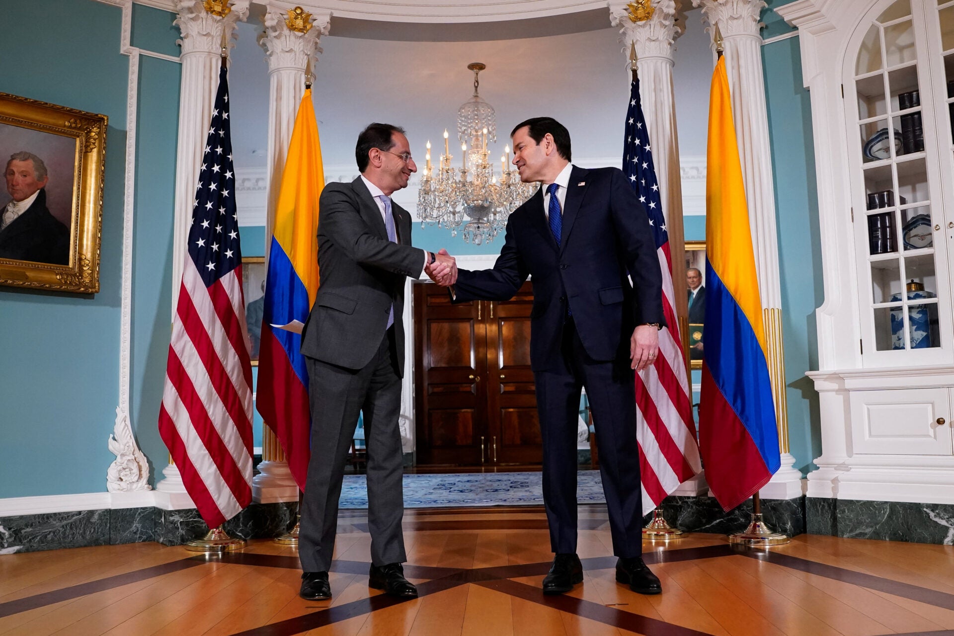 José Manuel Restrepo, vicepresidente electo de Colombia; y Marco Rubio, secretario de Estado de EE.UU.