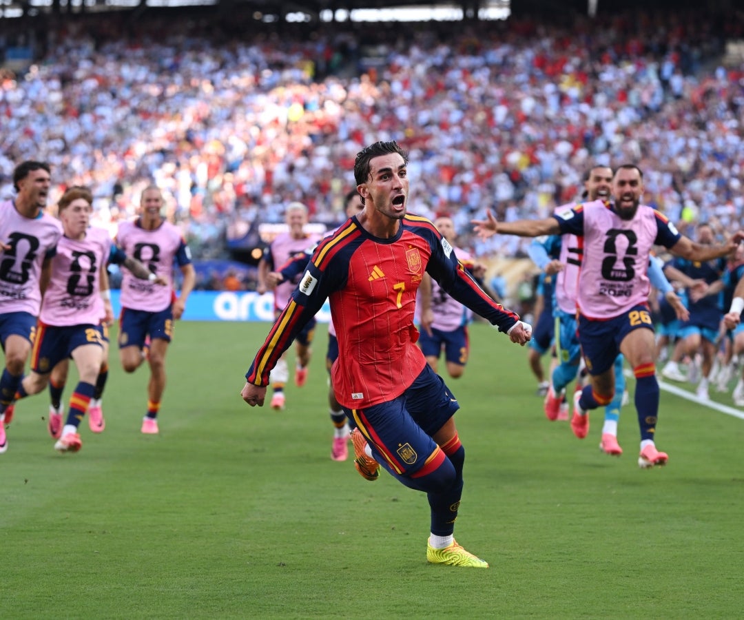 Celebración de Ferran Torres tras el gol que le dio el segundo mundial a España