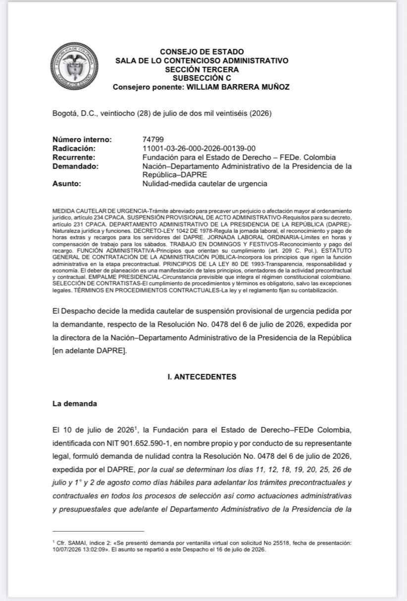 Comunicado, Consejo de Estado.