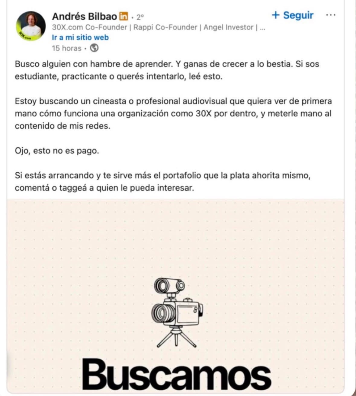 Propuesta laboral de Andrés Bilbao