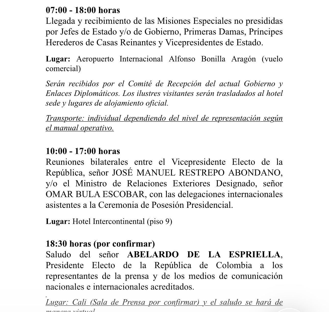 Minuto a minuto de la posesión presidencial
