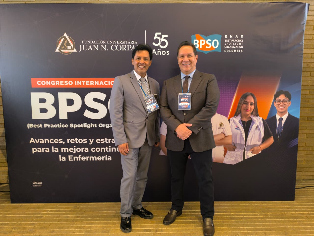 Dr. Luis Fernando Rodríguez, Coordinador de Prácticas Clínicas en Enfermería de la Fundación Universitaria Juan N. Corpas; Dr. Luis Gabriel Piñeros, Vicerrector Académico de la Fundación Universitaria Juan N. Corpas.