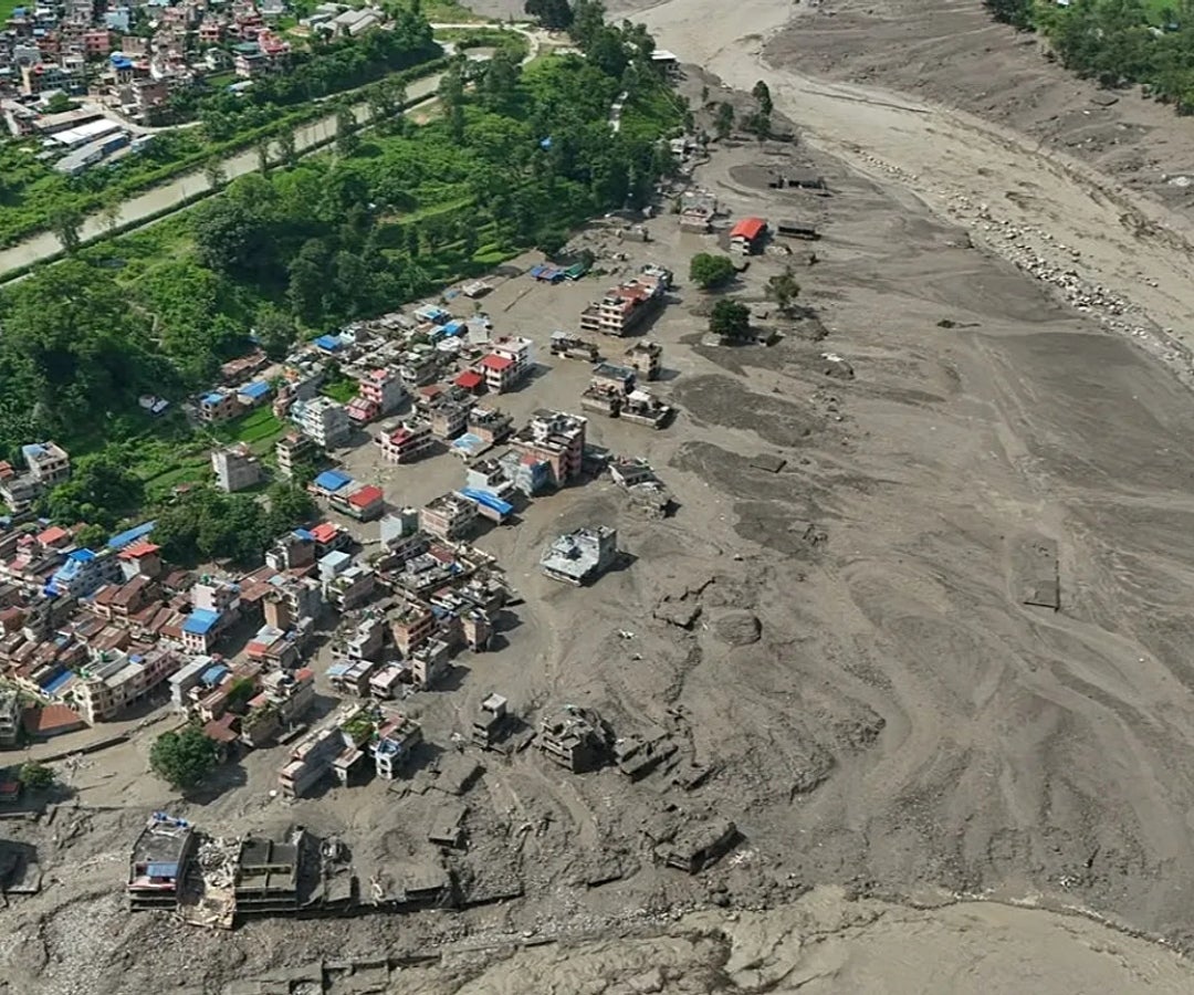 Inundación en la frontera de Nepal con Tíbet