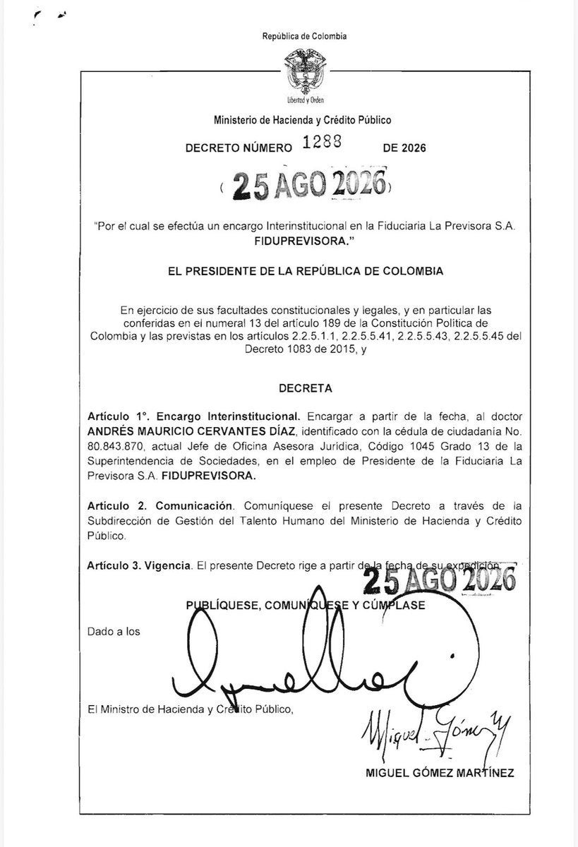 MinHacienda nombró a Andrés Mauricio Cervantes como nuevo presidente de ...