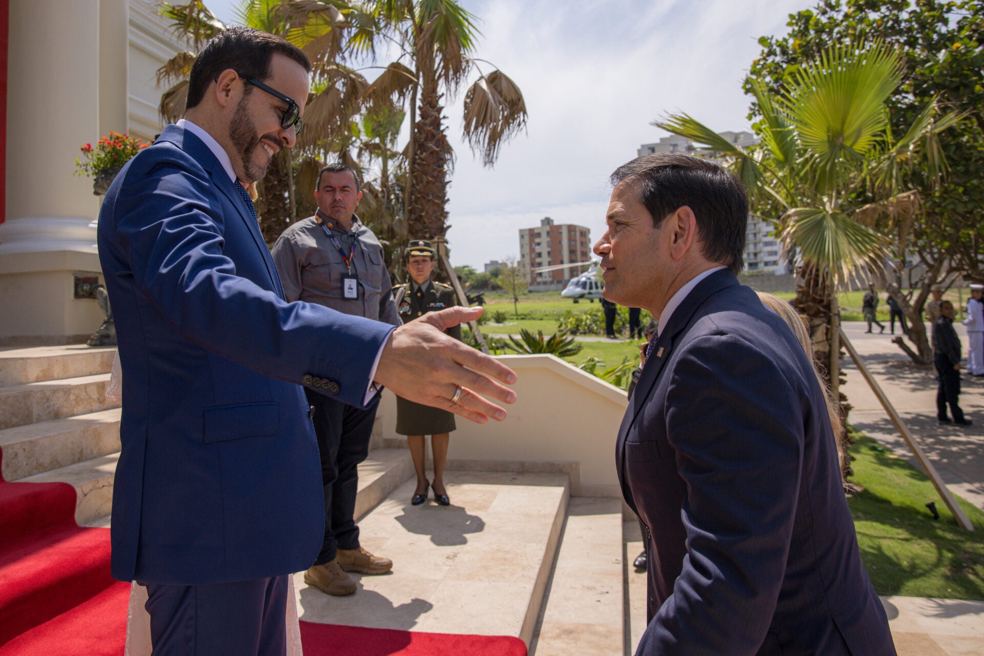 Abelardo de la Espriella, presidente de Colombia; Marco Rubio, secretario de Estado de EE.UU.