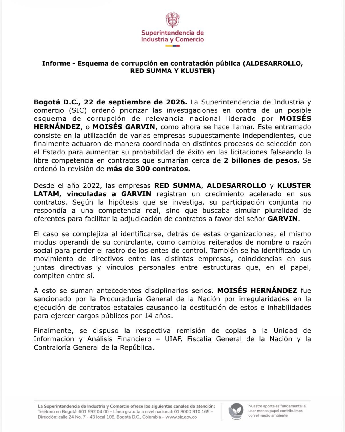 Comunicado SIC
