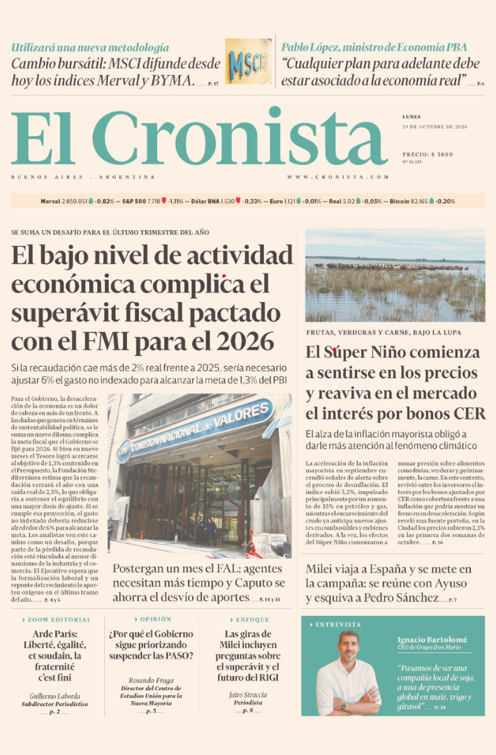 Portada El Cronista 19 de octubre