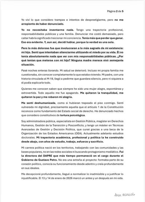 Comunicado Angie Rodríguez