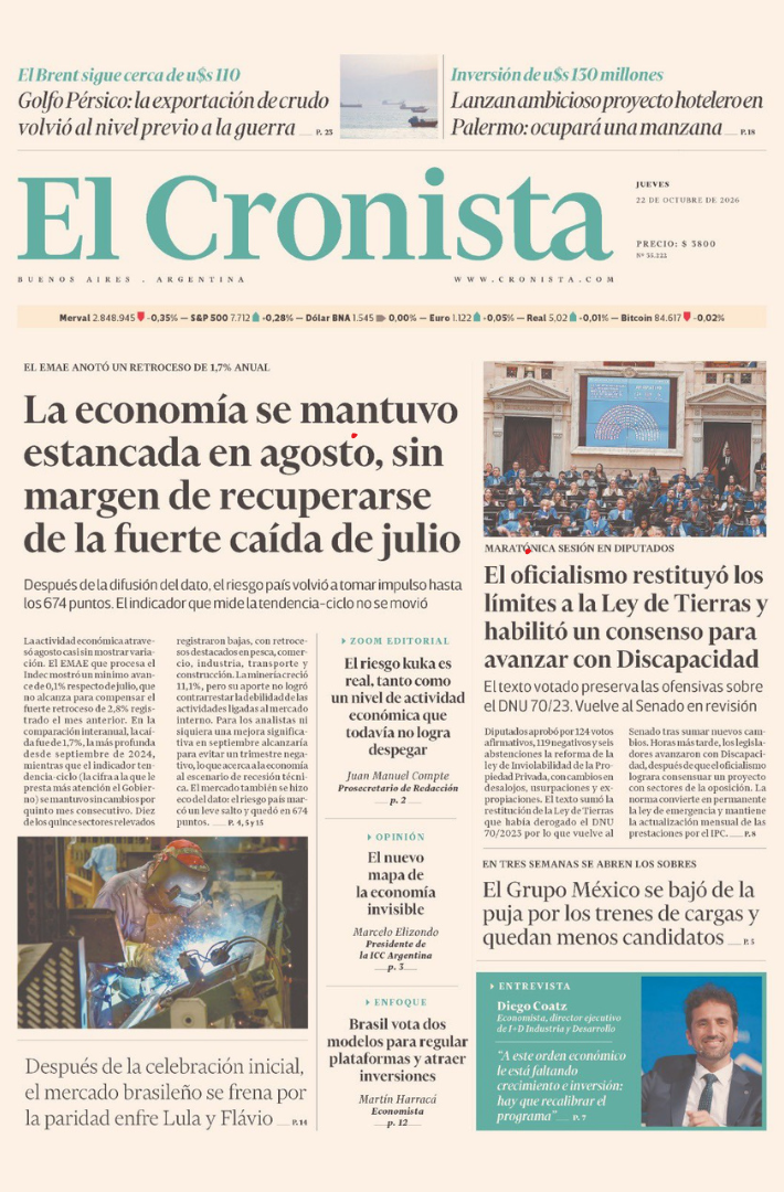 Portada El Cronista 22 de octubre