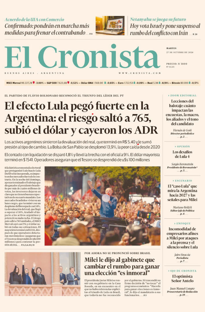 Portada El Cronista 27 de octubre