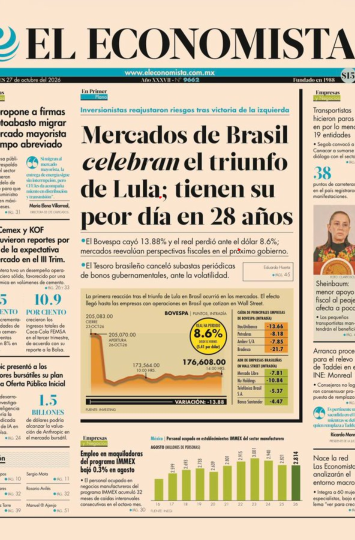 Portada El Economista 27 de octubre