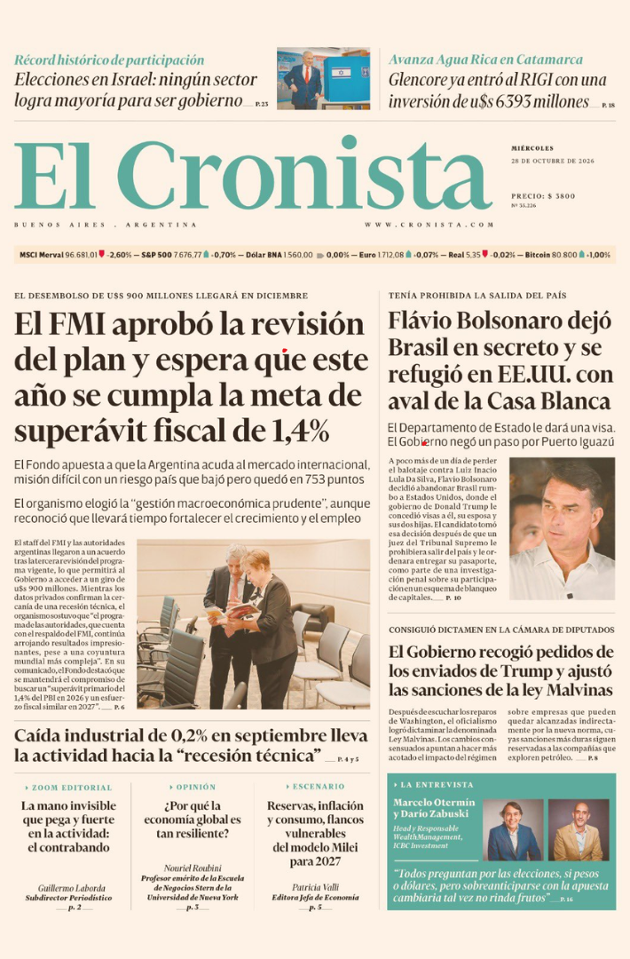 Portada El Cronista 28 de octubre