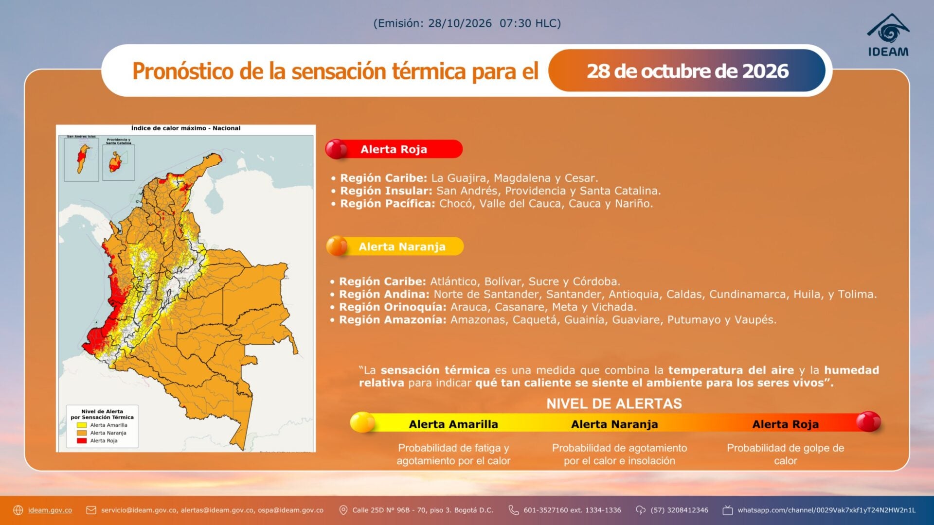 Alerta del Ideam por golpe de calor en siete departamentos