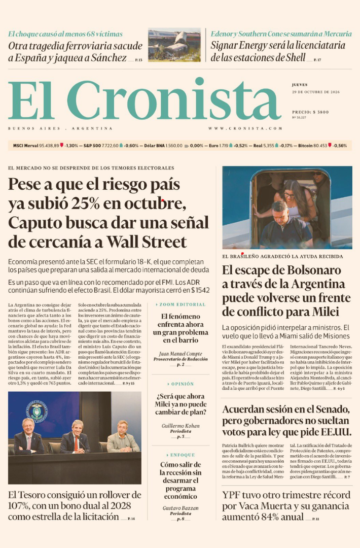 Portada El Cronista 29 de octubre